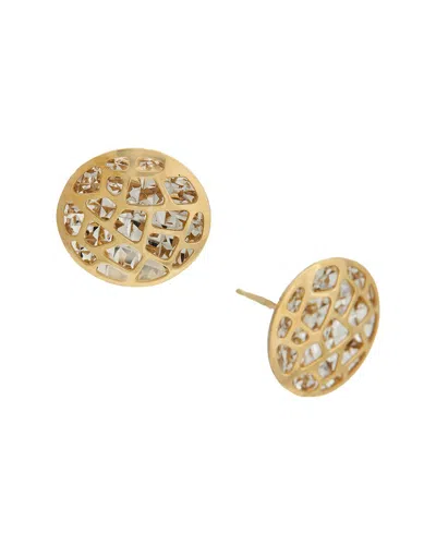Italian Gold 10k 13mm Cut Out Design Stud Earrings In Transparent