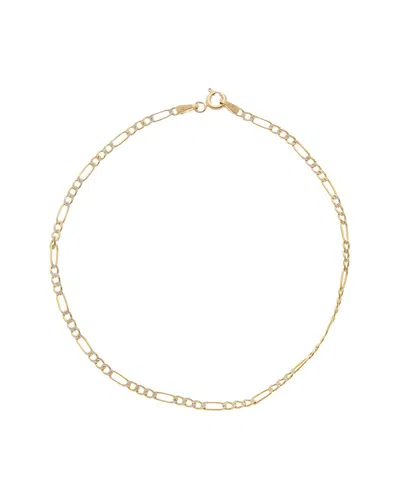 Italian Gold 10k 2.25mm Pave Semi-solid Figaro Anklet In Red