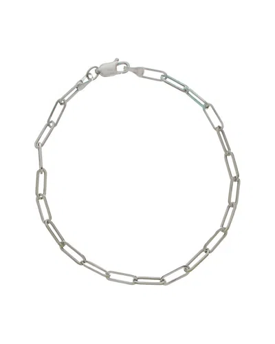 Italian Gold 10k 3.2mm Polished Paperclip Bracelet In Silver