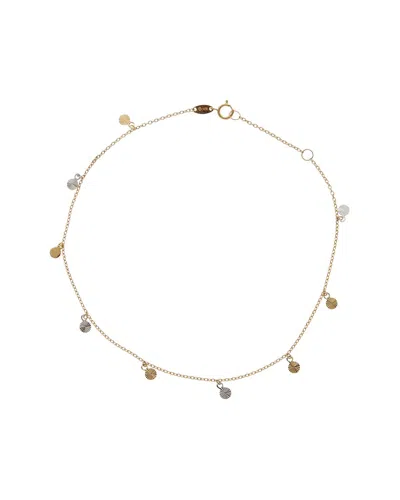 Italian Gold 10k 3.5mm Disc Charm Adjustable Anklet In Transparent