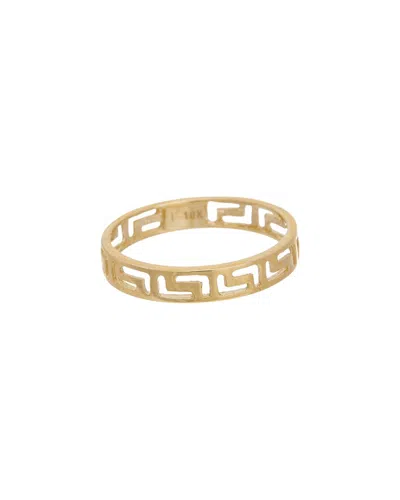Italian Gold 10k 3.6mm Greek Key Band Ring In White