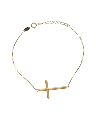 Italian Gold 10k Adjustable Cross Bracelet