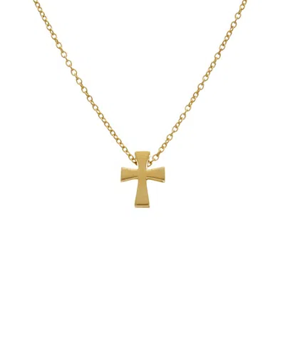 Italian Gold 10k Cross Pendant Adjustable Necklace In Transparent