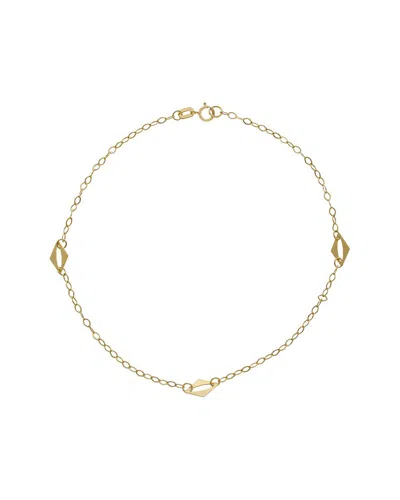 Italian Gold 10k Diamond Shape Station Anklet In White