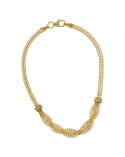Italian Gold 10k Fancy Braided Curb Link Bracelet In Transparent