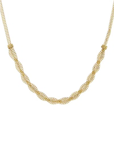 Italian Gold 10k Fancy Braided Curb Link Necklace In Transparent
