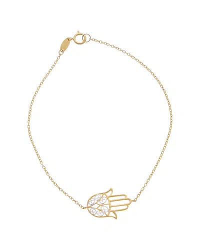 Italian Gold 10k Filigree Hamsa Bracelet In Transparent