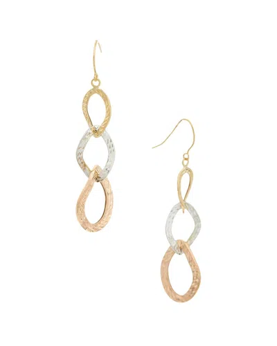 Italian Gold 10k Graduated Twist Oval Drop Earrings In Multi