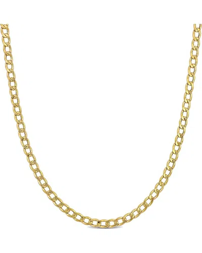 Italian Gold 10k  Curb Link Chain Necklace In Burgundy