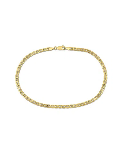 Italian Gold 10k  Marine Link Chain Ankle Bracelet In Brown