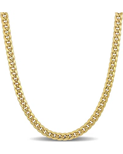 Italian Gold 10k  Miami Cuban Link Chain Necklace In Brown