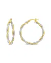 Italian Gold 10k Italian Two-tone Twisted Hoops
