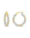 Italian Gold 10k Italian Two-tone Twisted Hoops