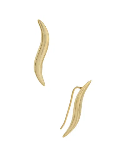 Italian Gold 10k Polished Wave Climber Earrings In Transparent