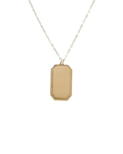Italian Gold 10k Rectangular Border Plaque Pendant Adjustable Necklace In Transparent
