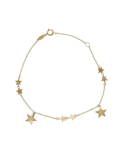 Italian Gold 10k Star Charm Adjustable Bracelet In Transparent