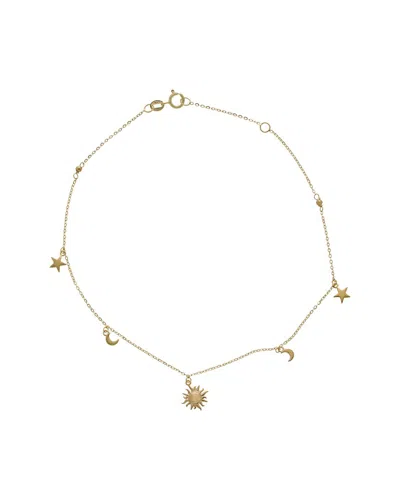 Italian Gold 10k Sun Moon Star Charms Adjustable Anklet In No Color