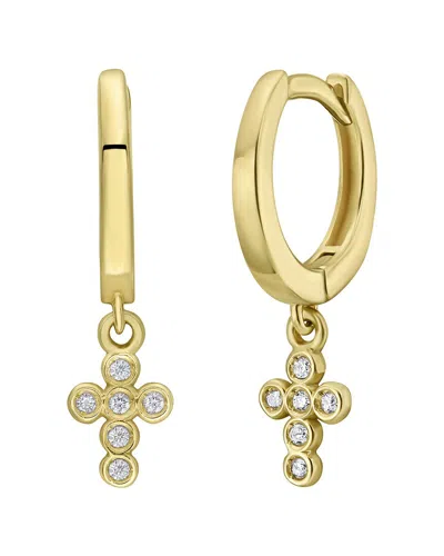 Italian Gold 14k 0.06 Ct. Tw. Diamond Cross Earrings