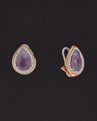 Italian Gold 14k 10.75 Ct. Tw. Diamond & Purple Amethyst Earrings