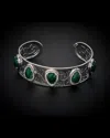 Italian Gold 14k 18.00 Ct. Tw. Diamond & Malachite Bangle Bracelet