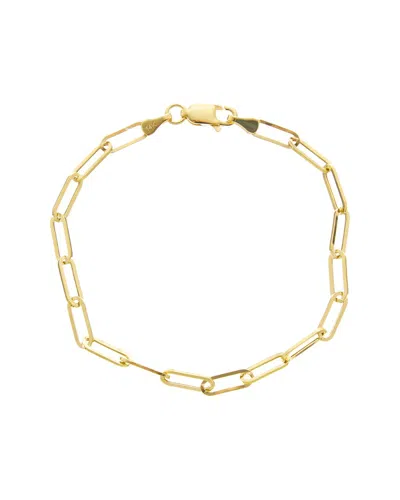 Italian Gold 14k 3.2mm Polished Paperclip Chain Bracelet In Metallic