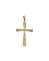 Italian Gold 14k 37mm Diamond Cut Cross Pendant In Gold