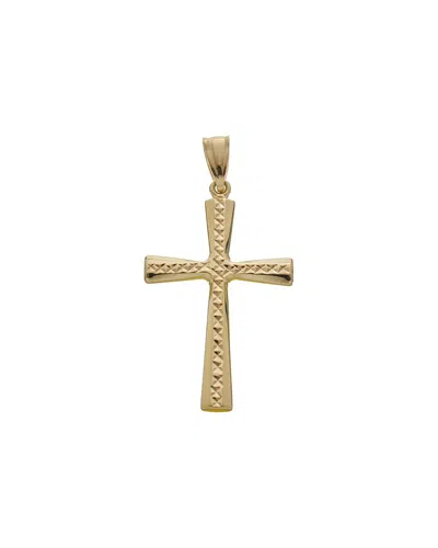 Italian Gold 14k 37mm Diamond Cut Cross Pendant