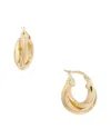 Italian Gold 14k 3x9mm Knife Edge Double Hoop Earrings In Gold
