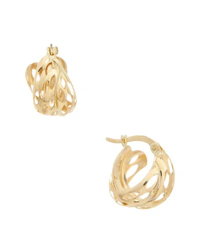 Italian Gold 14k 5x10mm Cutout Double Hoop Earrings