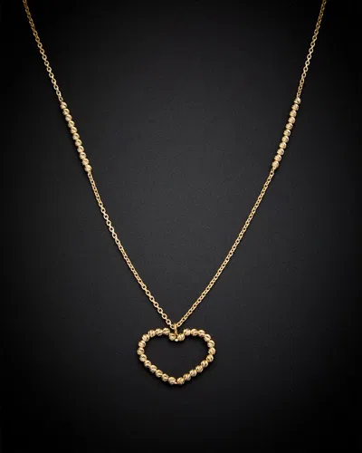 Italian Gold 14k Bead Heart Necklace In Gold