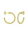 Italian Gold 14k Bead Hoop Earrings In Gold