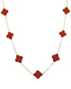Italian Gold 14k Coral Clover Layered Necklace