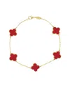 Italian Gold 14k Coral Clover Stackable Bracelet