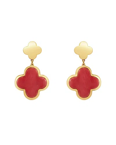 Italian Gold 14k Coral Dangle Earrings In Multi