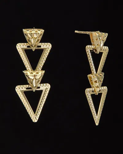 ITALIAN GOLD 14K DOUBLE TRIANGLE DROP EARRINGS