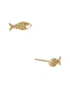 Italian Gold 14k Fish Stud Earrings In Gold