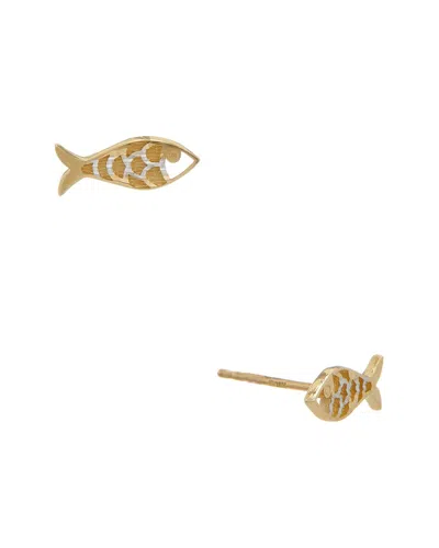 Italian Gold 14k Fish Stud Earrings
