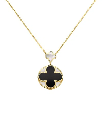 Italian Gold 14k Gemstone Clover Pendant In Metallic