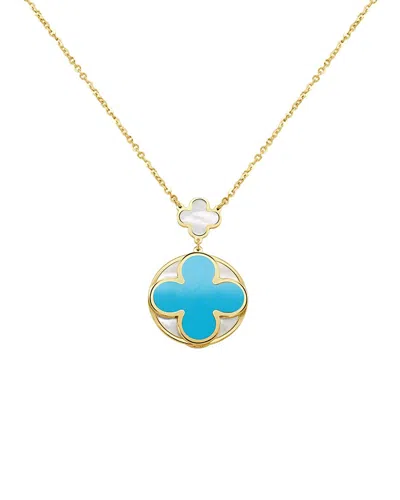 Italian Gold 14k Gemstone Clover Pendant In Neutral