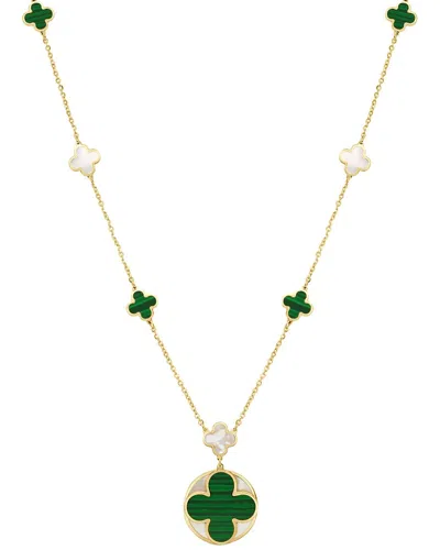 Italian Gold 14k Gemstone Clover Pendant In Purple