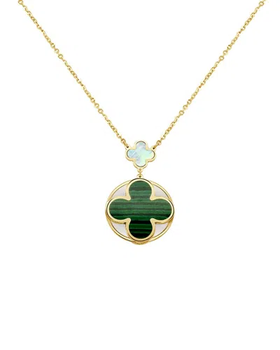 Italian Gold 14k Gemstone Clover Pendant In Multi