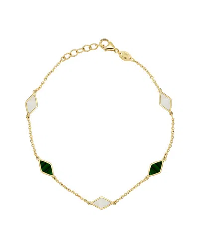 Italian Gold 14k Gemstone Station Chain Bracelet In Neutral