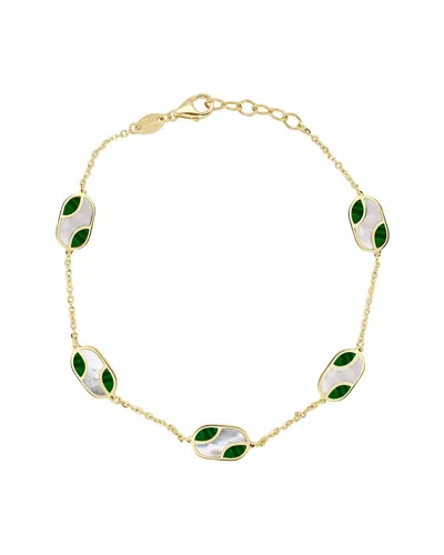 Italian Gold 14k Gemstone Station Chain Bracelet In Neutral