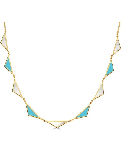 Italian Gold 14k Gemstone Station Necklace In Multi