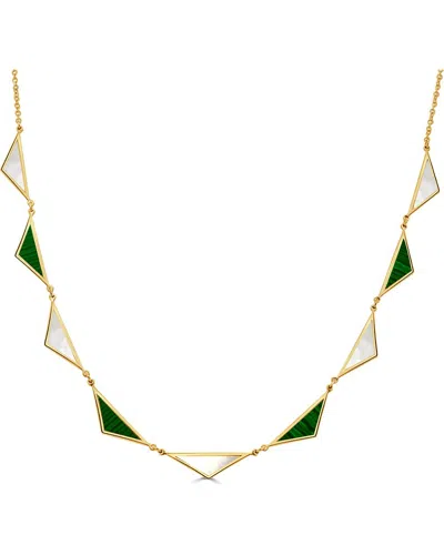 Italian Gold 14k Gemstone Station Necklace In Multi