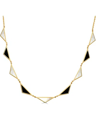 Italian Gold 14k Gemstone Station Necklace In Pattern
