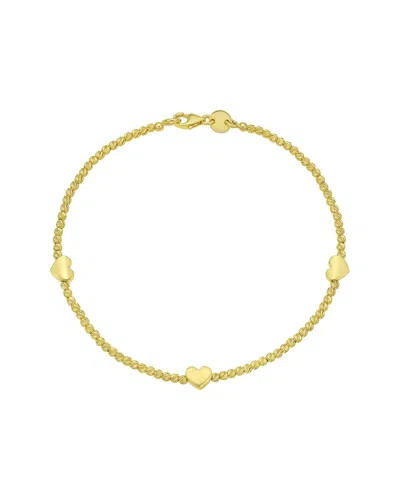 Italian Gold 14k Gold Heart Station Bead Bracelet