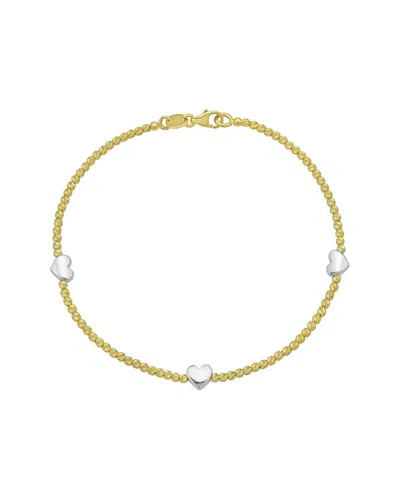 Italian Gold 14k Gold Heart Station Bead Bracelet