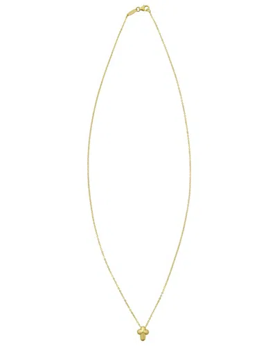 Italian Gold 14k Gold Mini Puff Cross Necklace