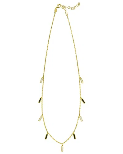Italian Gold 14k Gold Mother Of Pearl Inlay Dangle Necklace